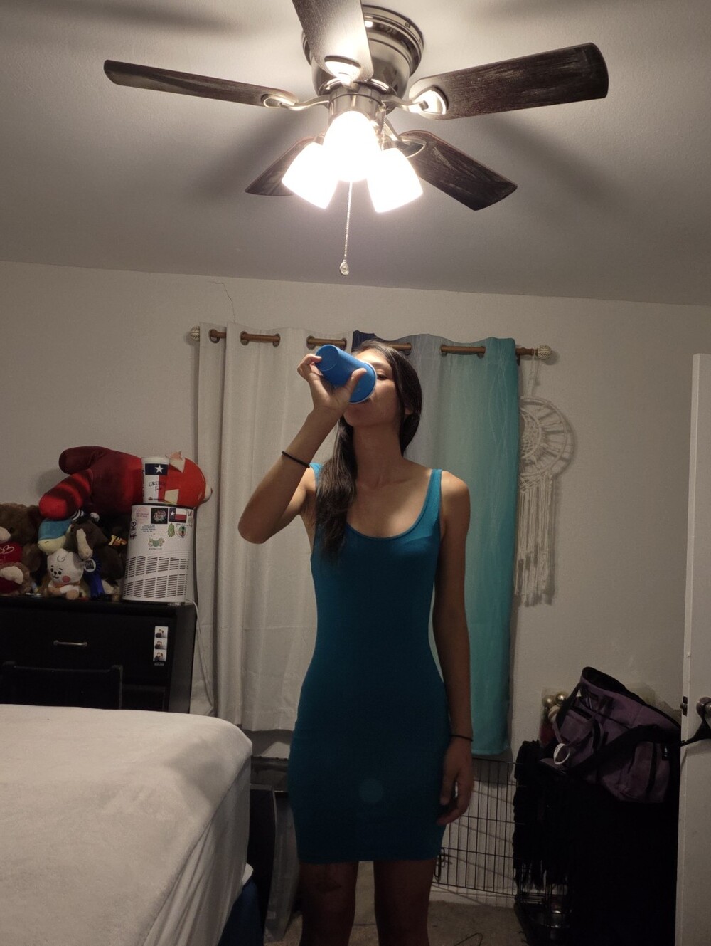 Blue shape fitting short dress